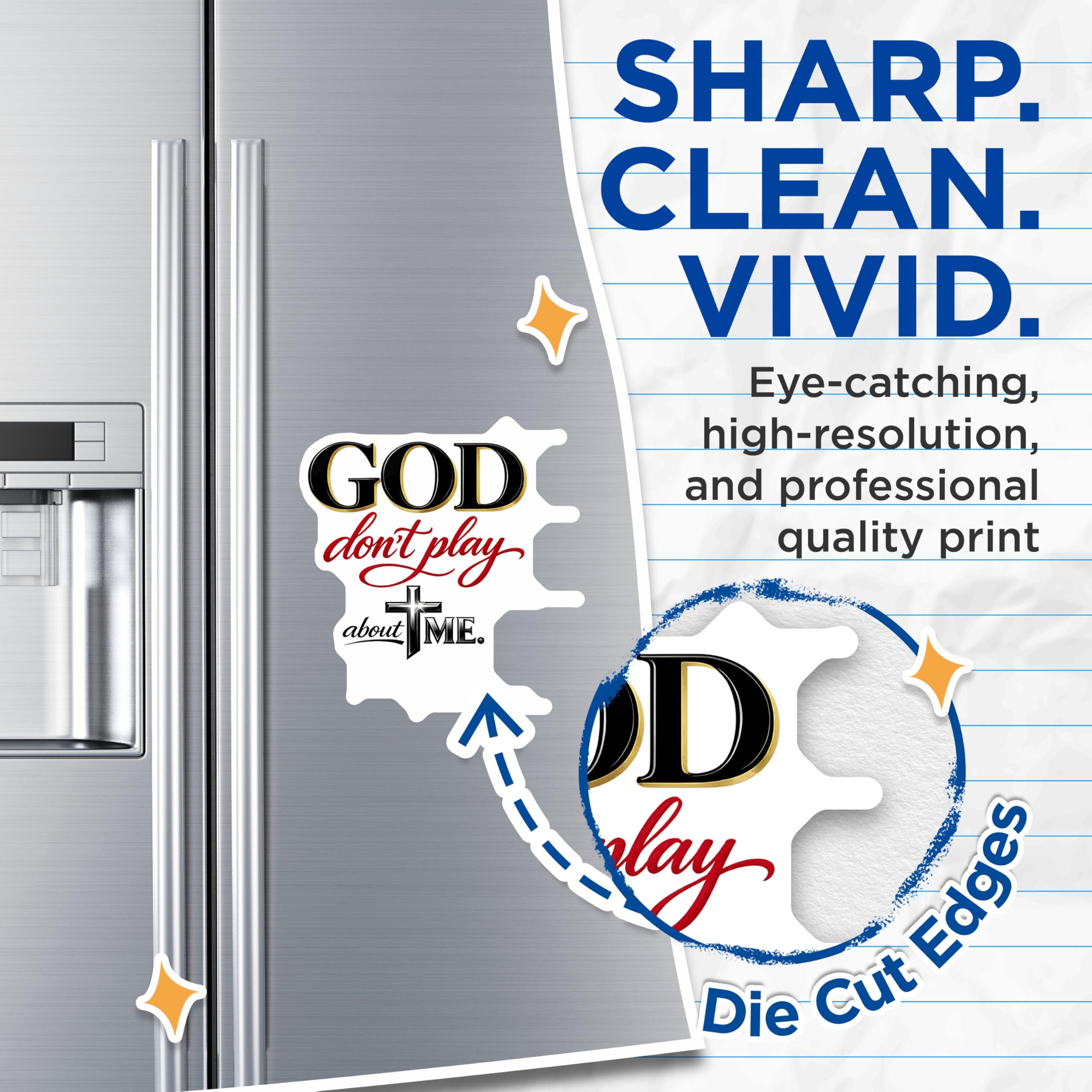 (2 Pack) Christian Faith Magnets - God Dont Play About Me Quote - Inspirational Religious Statement Magnets - 5 Inches On Longest Side - Thick Durable Magnet - Made in USA - MAG20694