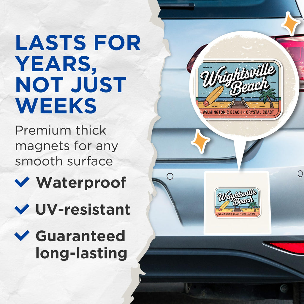 (2 Pack) Wrightsville Beach Magnets - Crystal Coast Decor - North Carolina Travel Souvenir - 5" On Longest Side - Premium Magnet - for Cars, Refrigerators, Toolboxes, Lockers - Made in USA - MAG17406