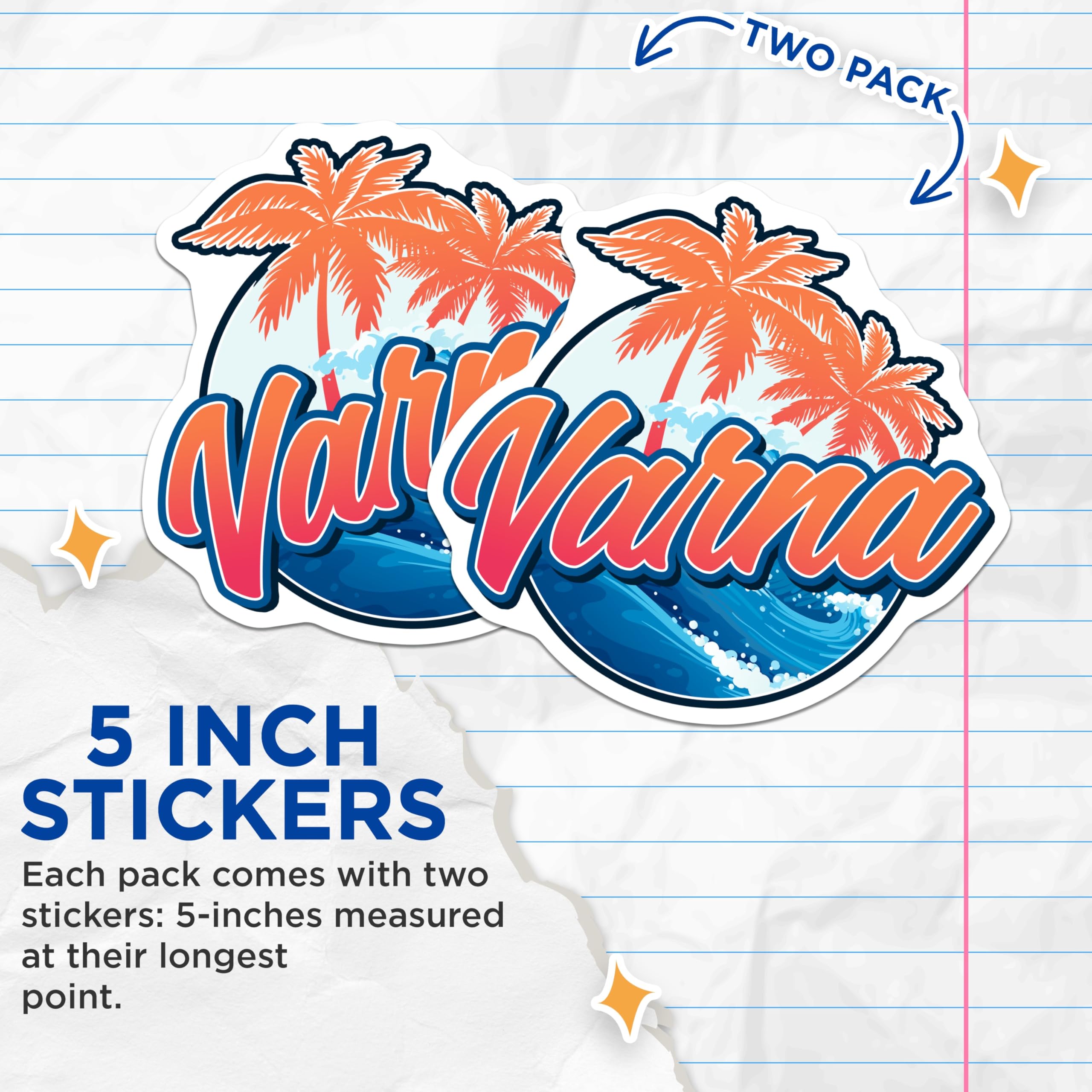 (2 Pack) Varna Bulgaria Stickers - Travel Souvenir - Beach Vacation Decals - 5" On Longest Side - Sticks to Smooth Flat Surfaces - Made in USA - BMCS17598