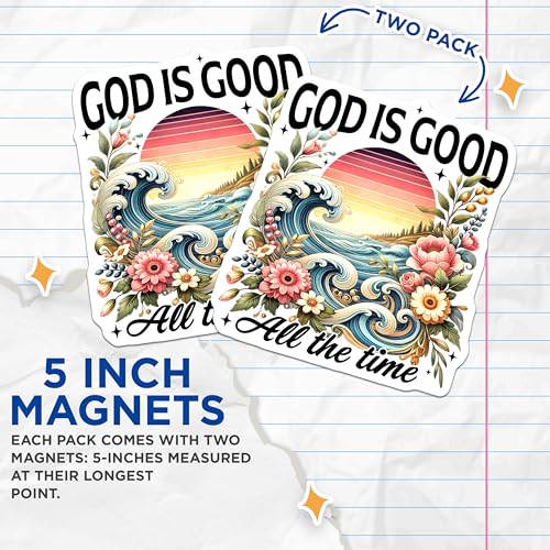(2 Pack) Religious Home Decor Magnet - 5" On Longest Side - Sticks to Smooth Flat Surfaces - Made in USA - MAG10181