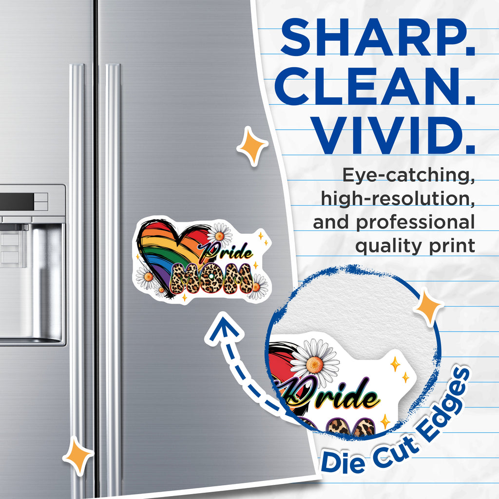 (2 Pack) Pride Mom Magnets - LGBTQ Mom Decor - Rainbow Leopard Print - Mother's Day Supporter - Ally Mama - Fridge Accent - 5 Inches On Longest Side - Thick Durable Magnet - Made in USA - MAG37810