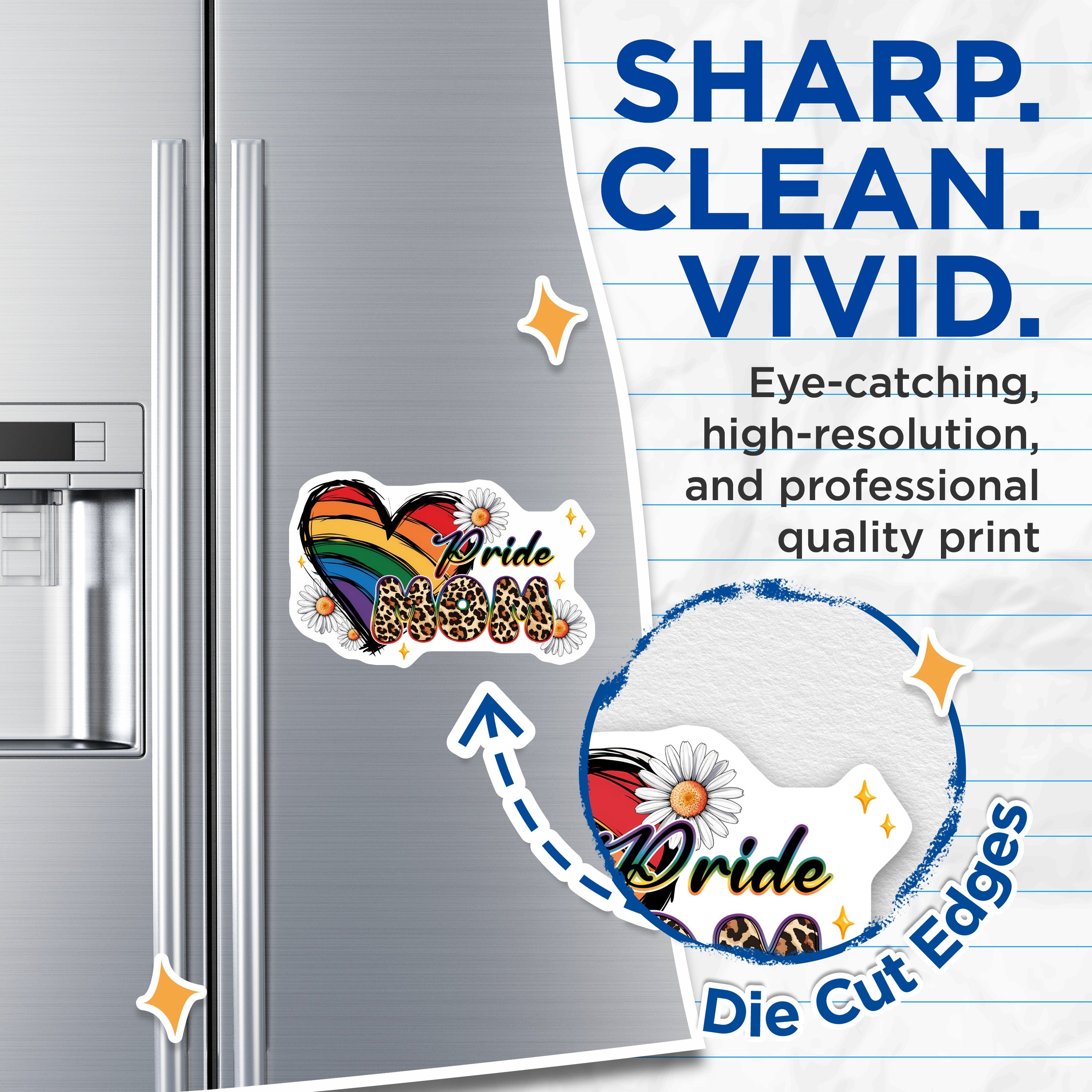 (2 Pack) Pride Mom Magnets - LGBTQ Mom Decor - Rainbow Leopard Print - Mother's Day Supporter - Ally Mama - Fridge Accent - 5 Inches On Longest Side - Thick Durable Magnet - Made in USA - MAG37810