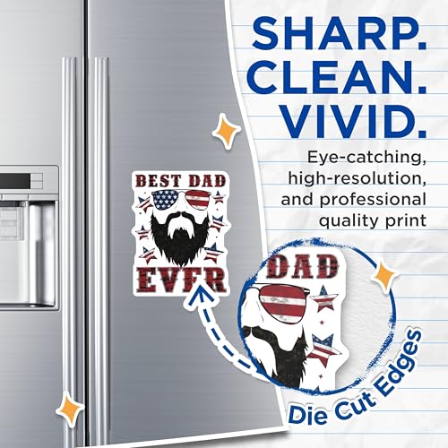 (2 Pack) Best Dad Ever Magnets Magnets - Patriotic Dad Decoration - 5" On Longest Side - Made in USA - Sticks to Refrigerators & Metal Surfaces - MAG8610