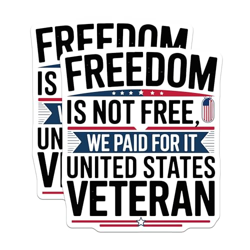 (2 Pack) Freedom is Not Free Stickers - We Paid for It Stickers - United States Veteran Stickers - 5" On Longest Side - Sticks to Smooth Flat Surfaces - Made in USA - BMCS5779