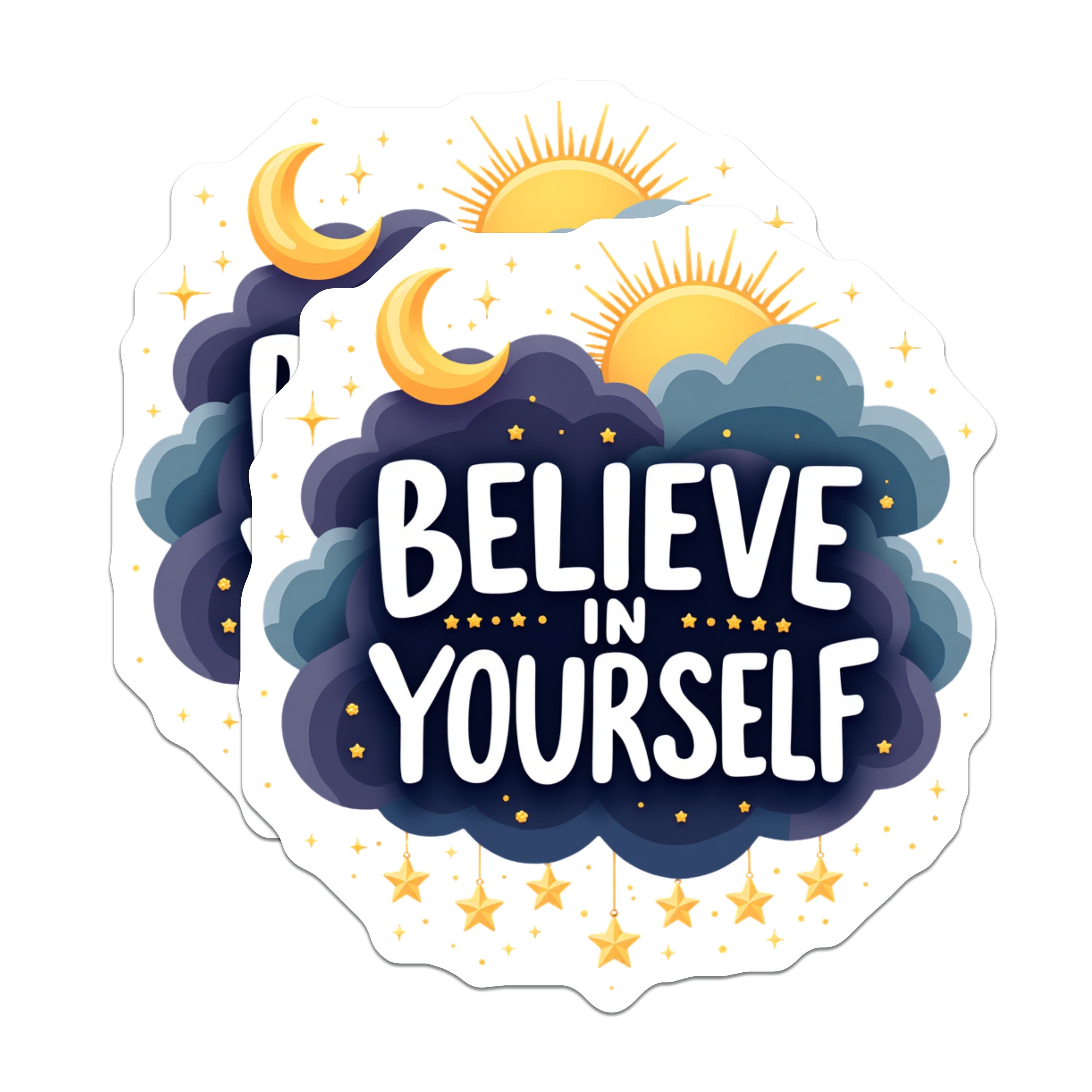 (2 Pack) Believe in Yourself Magnets - Inspirational Affirmation - Celestial Decor Dreamer - 5 Inches On Longest Side - Thick Durable Magnet - Made in USA - MAG39832