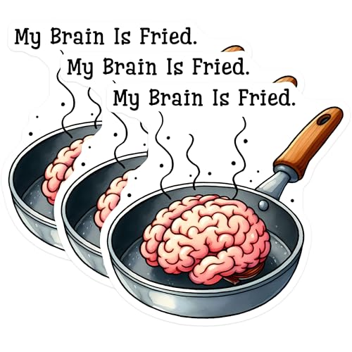 (3 Pack) Fried Brain Decals - Funny Meme Decal - Mental Health Awareness - 3 Inches On Longest Side - Easy Peel & Apply - Made in USA - 3MCS6364