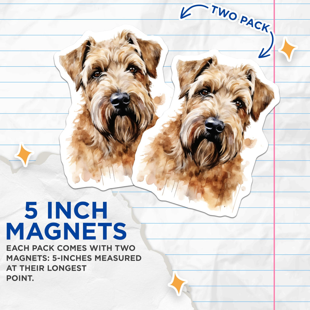 (2 Pack) Irish Terrier Magnets - Watercolor Dog Art - Pet Lover Home Decor - 5 Inches On Longest Side - Thick Durable Magnet - Made in USA - MAG24028