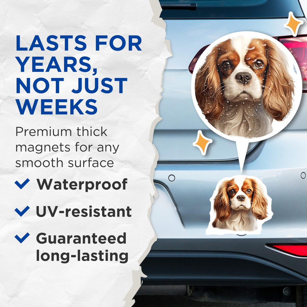 (2 Pack) Cavalier King Charles Spaniel Magnets - Dog Lover Decor - Pet Parent Refrigerator Magnets - 5 Inches On Longest Side - Thick Durable Magnet - Made in USA - MAG25247