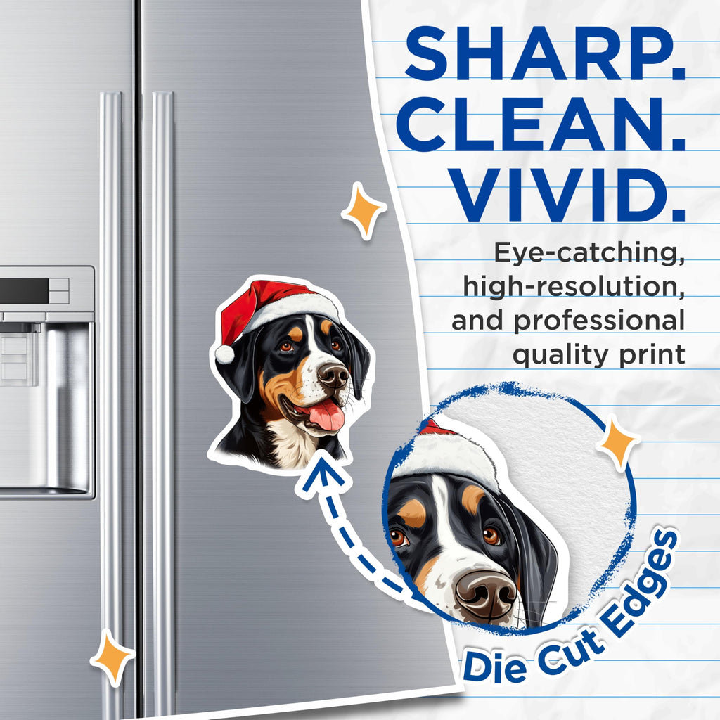 (2 Pack) Bernese Mountain Dog Magnets - Santa Hat Dog Magnet - Christmas Decor - Holiday Pet Lover Magnets - 5 Inches On Longest Side - Thick Durable Magnet - Made in USA - MAG25313