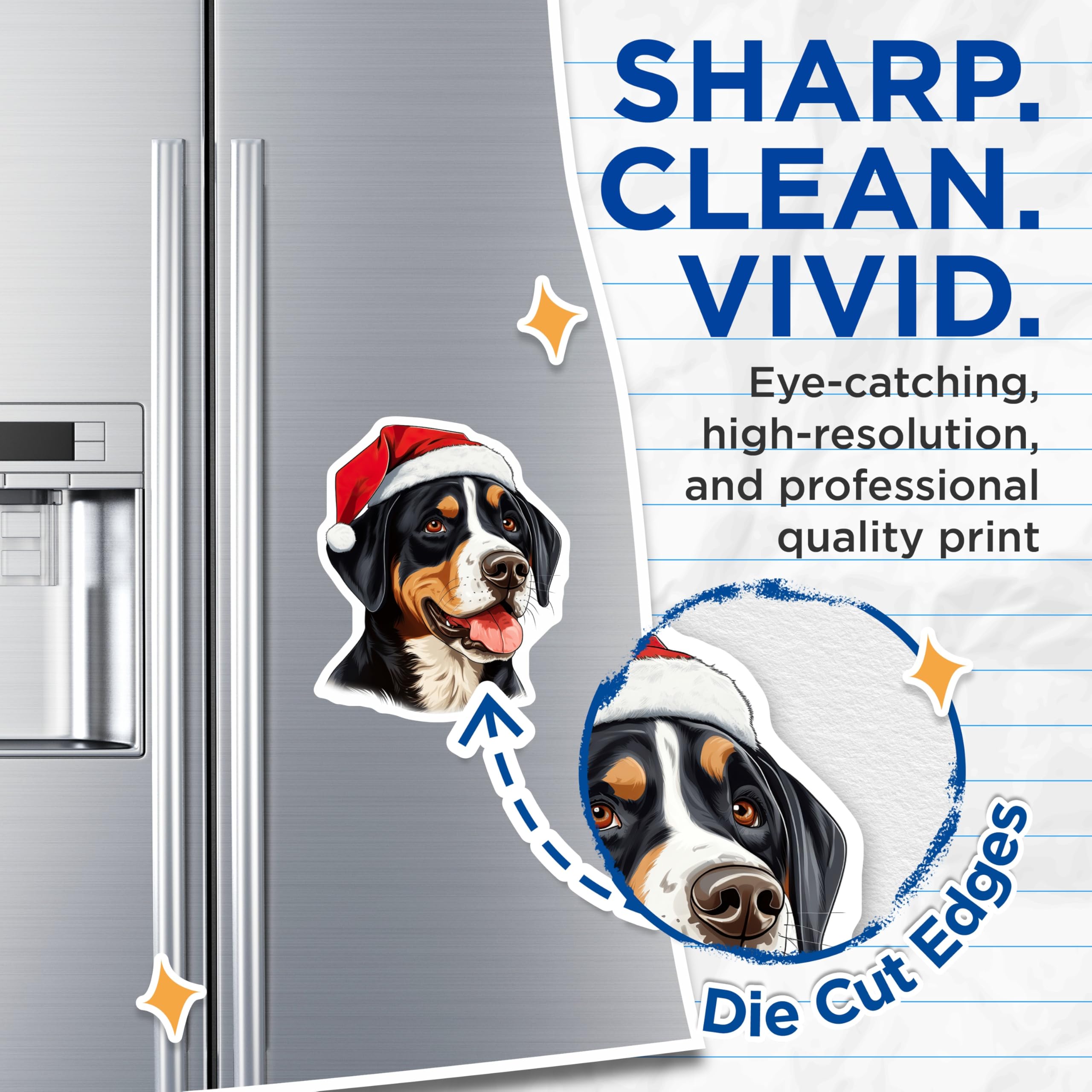(2 Pack) Bernese Mountain Dog Magnets - Santa Hat Dog Magnet - Christmas Decor - Holiday Pet Lover Magnets - 5 Inches On Longest Side - Thick Durable Magnet - Made in USA - MAG25313