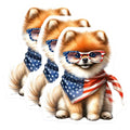 (3 Pack) Pomeranian American Flag Decals - Cute Puppy Decal - Laptop Decals - 3 Inches On Longest Side - Easy Peel & Apply - Made in USA - 3MCS6025