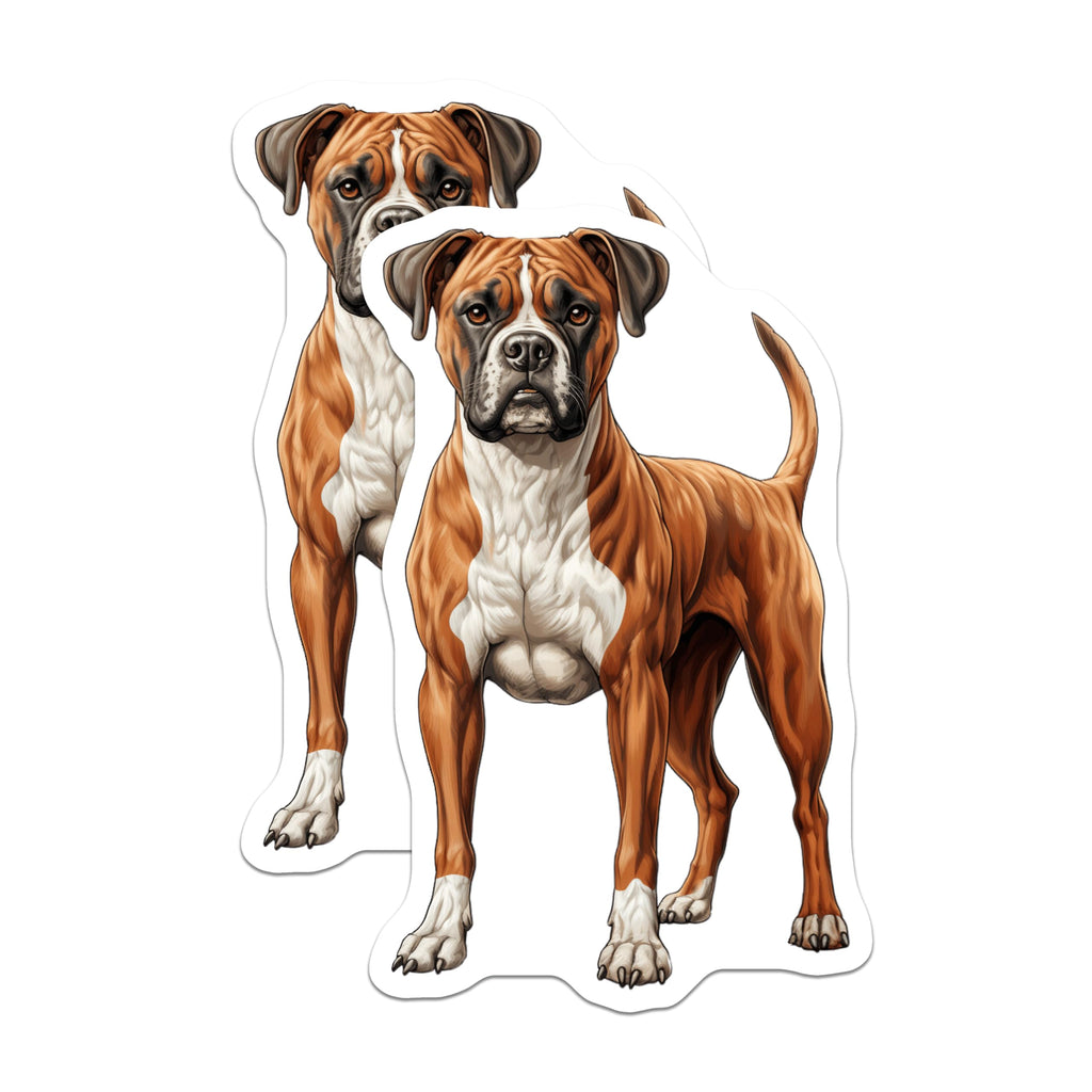 (2 Pack) Boxer Dog Magnets - Lifelike Brindle Fawn Canine Artwork - Pet Owner Refrigerator Locker Decor Accent - 5 Inches On Longest Side - Thick Durable Magnet - Made in USA - MAG24957