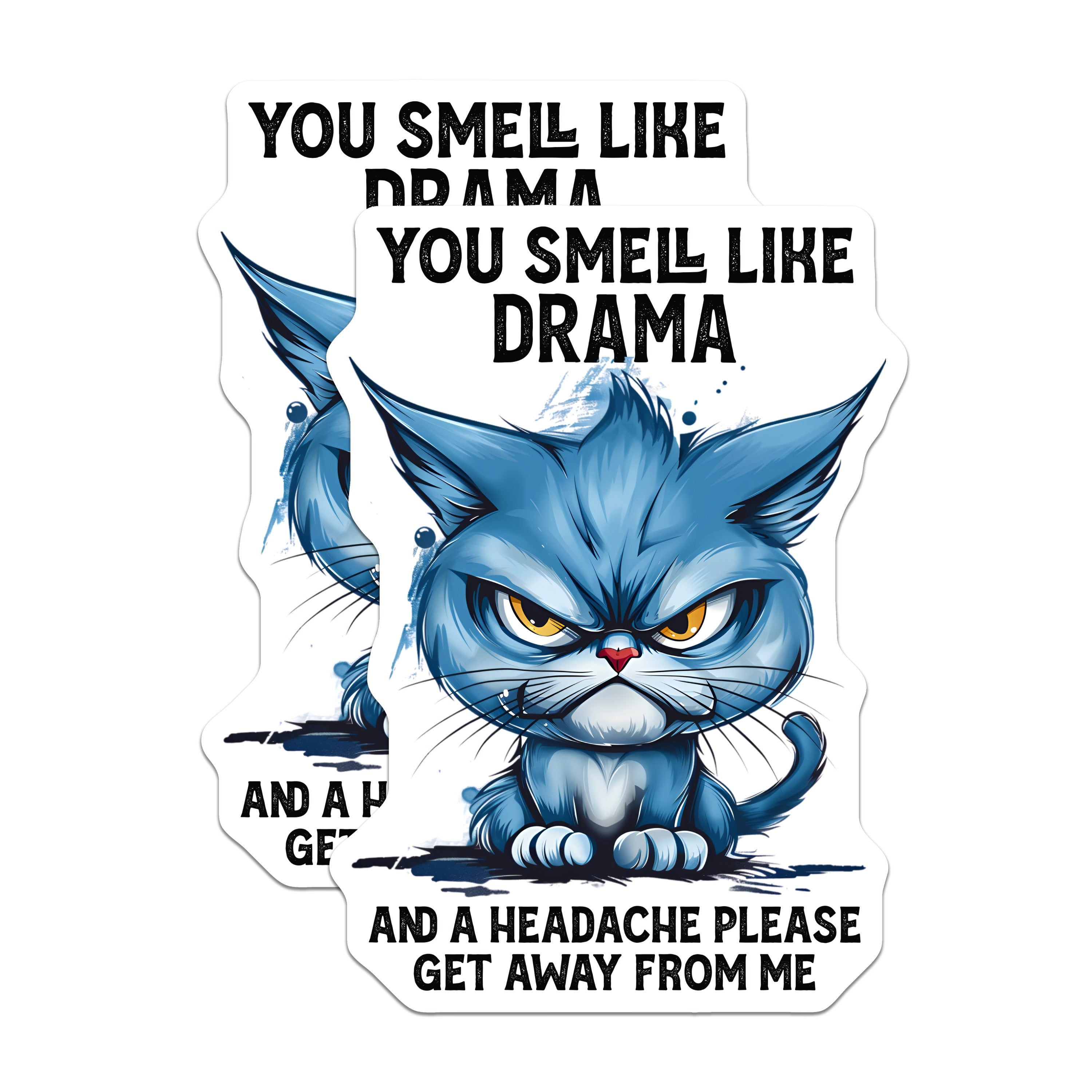 (2 Pack) Grumpy Cat Magnets - Funny Drama Queen Humor - Sarcastic Fridge Magnets - Introvert Office Decor - 5 Inches On Longest Side - Thick Durable Magnet - Made in USA - MAG37415