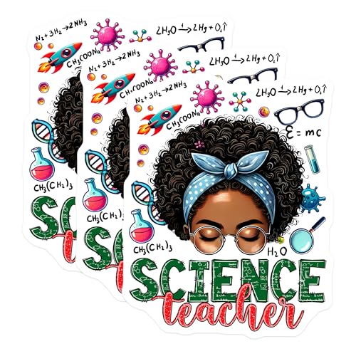 (3 Pack) Science Teacher Decals - Education Decal - Scientist Stickers - 3 Inches On Longest Side - Easy Peel & Apply - Made in USA - 3MCS4438