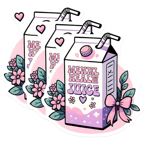(3 Pack) Mental Health Juice Decals - Positive Message Decal - Laptop Decals - 3 Inches On Longest Side - Easy Peel & Apply - Made in USA - 3MCS2030