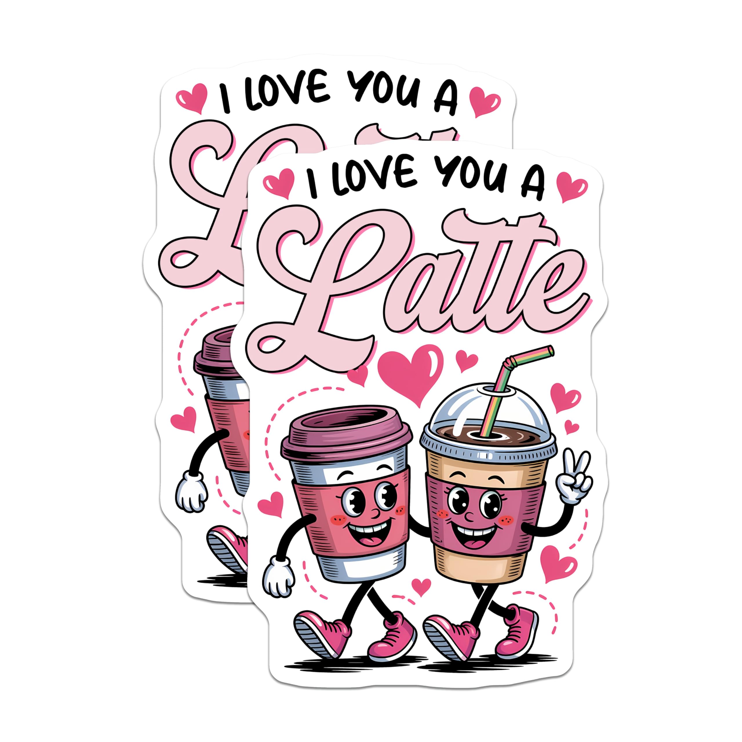 (2 Pack) I Love You a Latte Magnets - Coffee Lover Decor - Funny Fridge Art - 5" On Longest Side - Premium Magnet - for Cars, Refrigerators, Toolboxes, Lockers - Made in USA - MAG14796