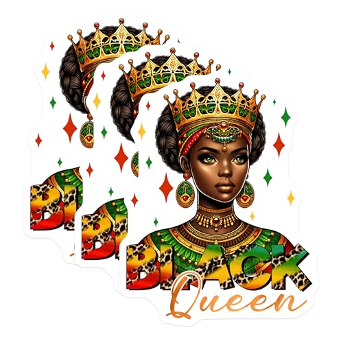(3 Pack) Black Queen Decals - African Queen - Laptop Decals - 3 Inches On Longest Side - Easy Peel & Apply - Made in USA - 3MCS6620