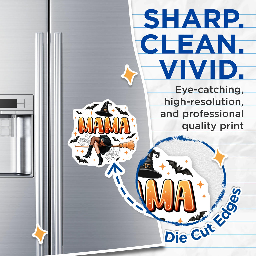 (2 Pack) Witch Mama Magnets - Halloween Refrigerator Decor - Sassy Spooky Mom Kitchen Accessories - 5 Inches On Longest Side - Thick Durable Magnet - Made in USA - MAG29927