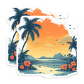(2 Pack) Tropical Beach Magnets - Palm Tree Sunset Ocean View - Aesthetic Home Decor Souvenir - 5 Inches On Longest Side - Thick Durable Magnet - Made in USA - MAG25420