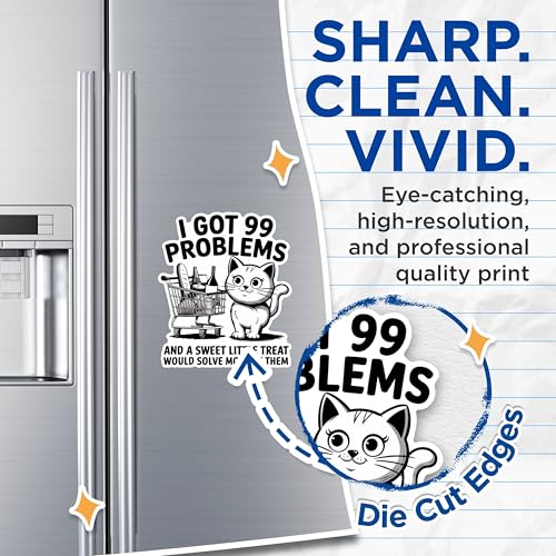 (2 Pack) Funny Cat Quotes Magnets - Grocery Shopping Cat Magnets - Comedy Pet Magnets- 5" On Longest Side - for Fridges, Toolboxes, Cars - Made in USA - MAG2887