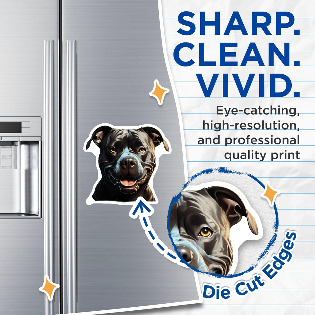 (2 Pack) Smiling Pitbull Magnets - Happy Pit Bull Dog Art - Pet Parent Kitchen Fridge Decor - Animal Lover Locker Magnet - 5 Inches On Longest Side - Thick Durable Magnet - Made in USA - MAG26441