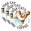 (3 Pack) Yoga Cat Decals - Coffee Lover - Laptop Decal - 3 Inches On Longest Side - Easy Peel & Apply - Made in USA - 3MCS1288