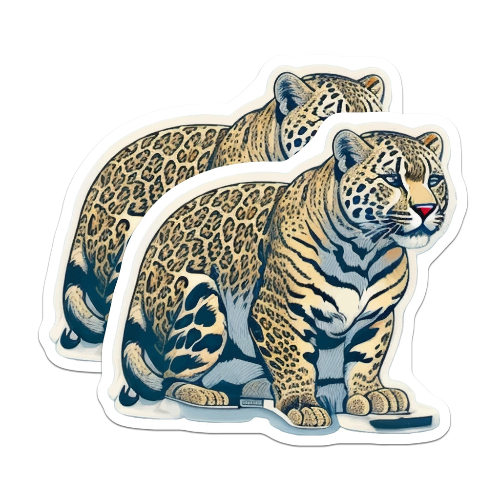 (2 Pack) Leopard Jaguar Magnets - Exotic Wild Cat Decor - Spotted Animal Print Art - 5 Inches On Longest Side - Thick Durable Magnet - Made in USA - MAG21958