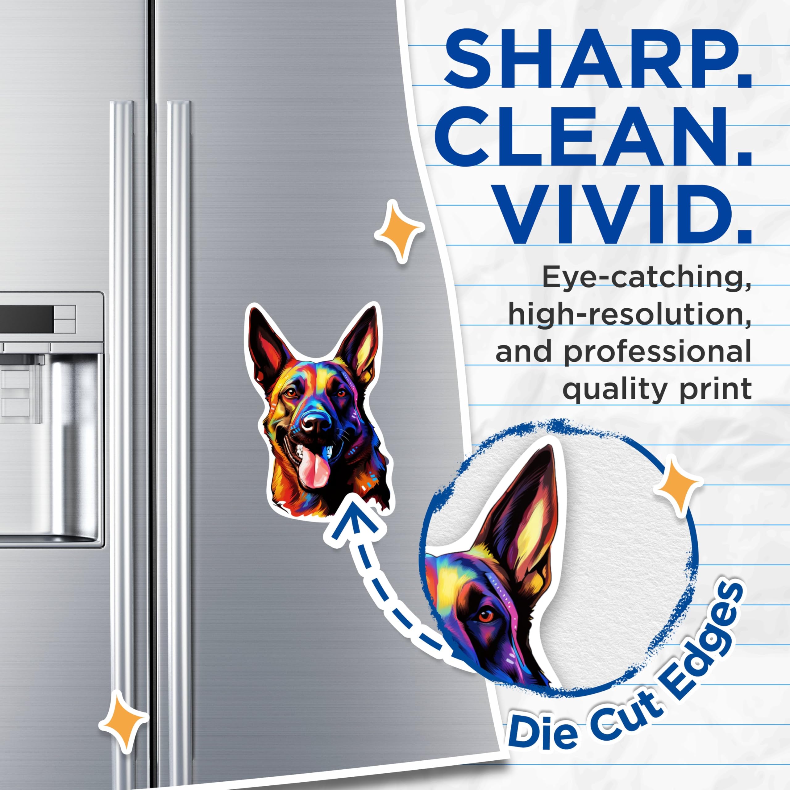 (2 Pack) Belgian Malinois Dog Breed Magnets - 5 Inches On Longest Side - Choose from Over 100 Dog Breeds - for Cars, Refrigerators, Toolboxes - Made in USA - MAG1772