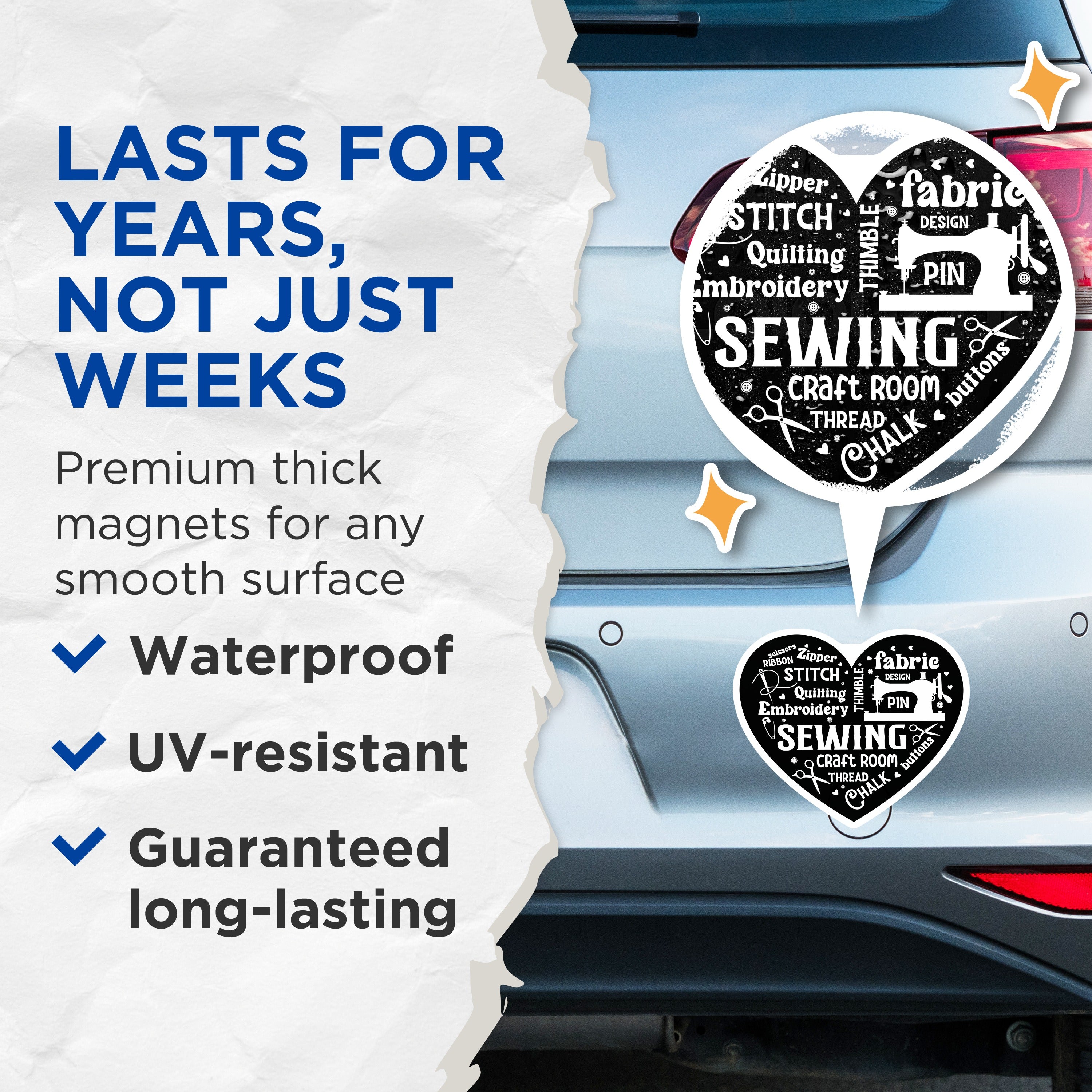 (2 Pack) Sewing Magnets - Crafter Room Decor - Quilting Embroidery Refrigerator Accessories - Sewist Organizers - 5 Inches On Longest Side - Thick Durable Magnet - Made in USA - MAG39997