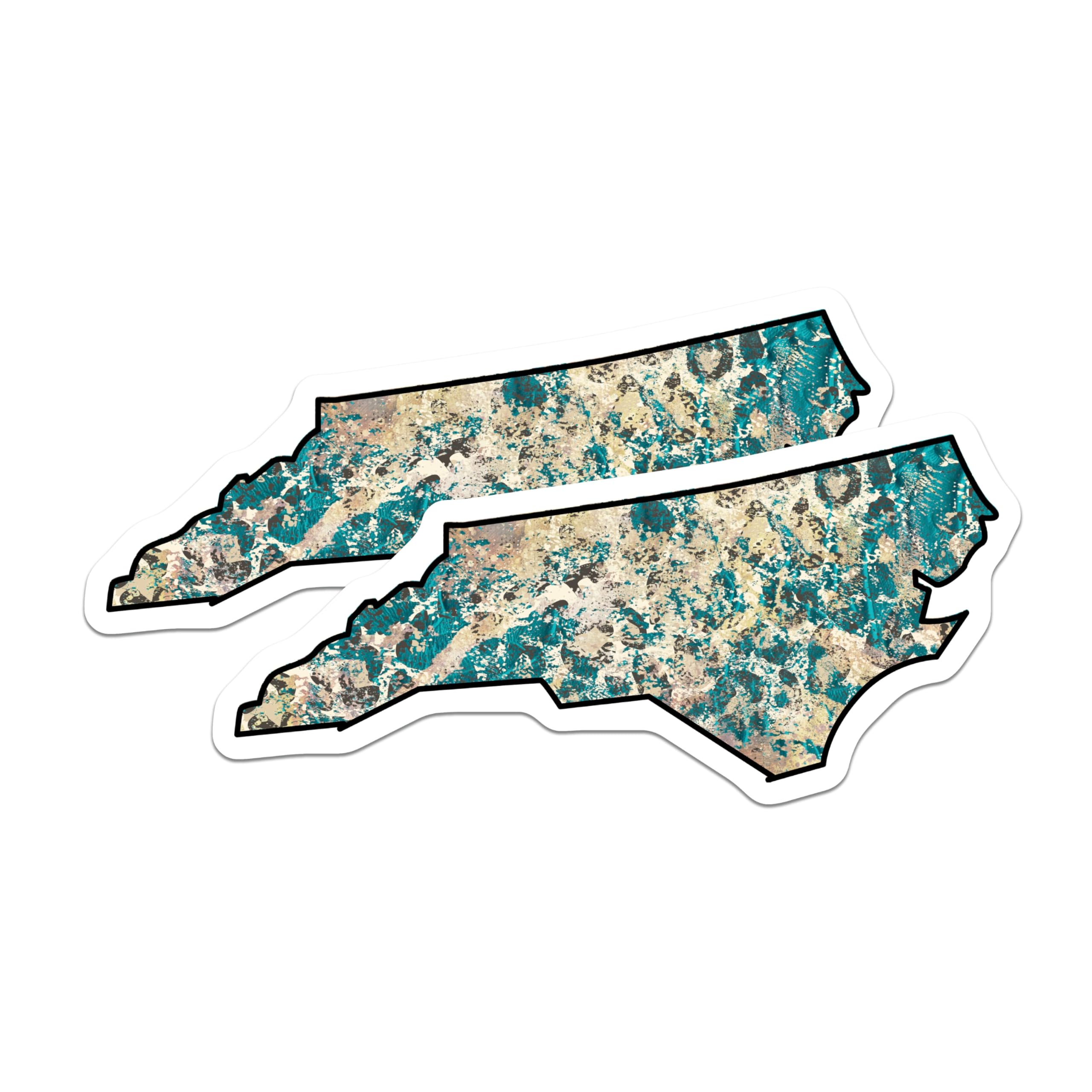 (2 Pack) North Carolina Magnets - Teal Abstract NC State Art - Home Kitchen Fridge Souvenirs - 5 Inches On Longest Side - Thick Durable Magnet - Made in USA - MAG19069