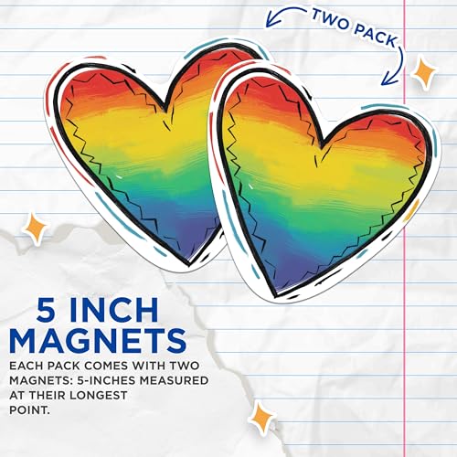 (2 Packs) Rainbow Heart Welcoming Inclusive Magnets - Rainbow LGBTQ Heart Magnets - 5 Inches On Longest Side - Premium Magnet - for Fridges, Toolboxes, Cars - Made in USA - MAG2283