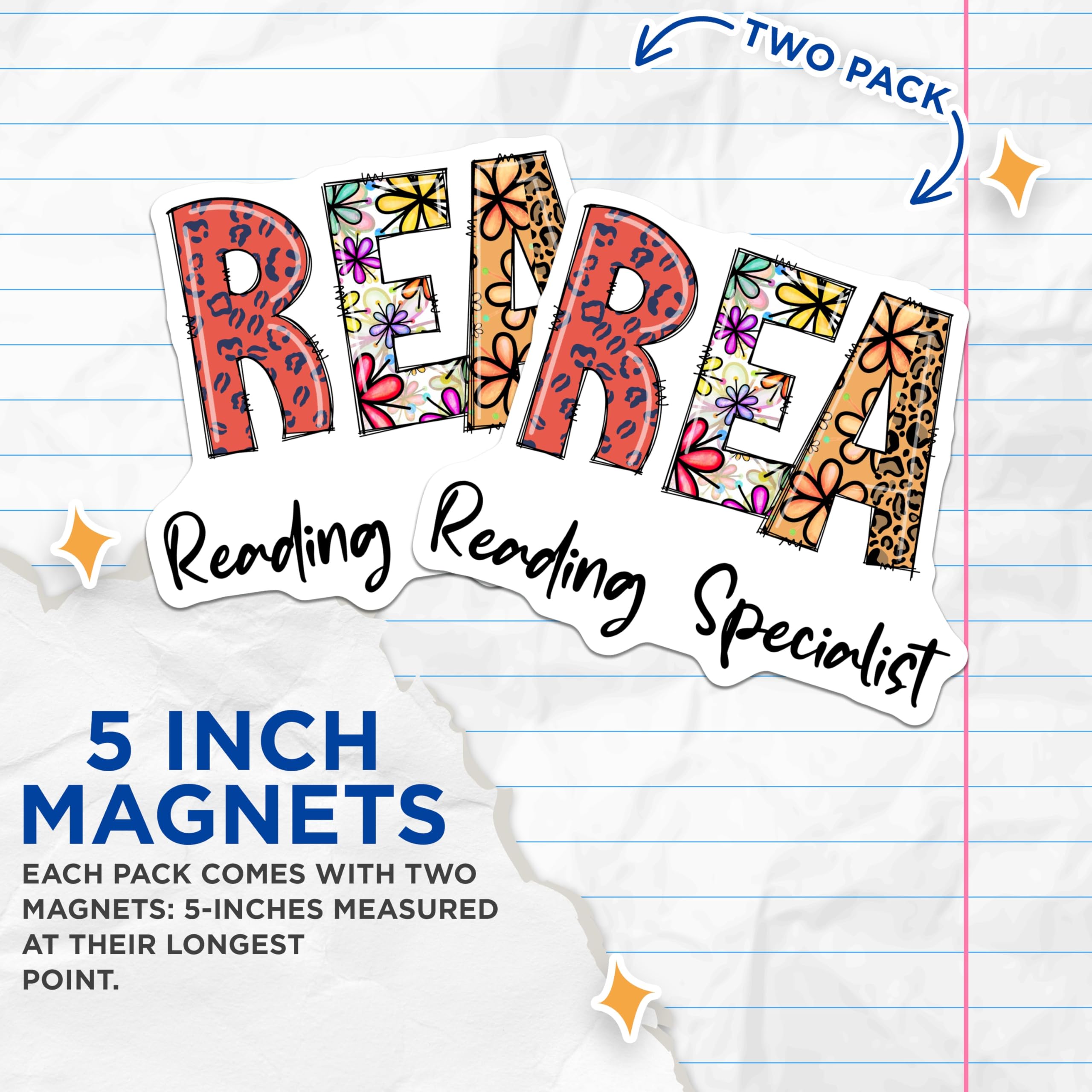 (2 Pack) Reading Specialist Magnets - Educator Appreciation - Teacher Decor Magnet - 5" On Longest Side - Premium Magnet - for Cars, Refrigerators, Toolboxes, Lockers - Made in USA - MAG15619
