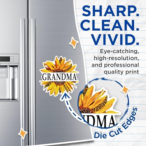 (2 Pack) Grandma Sunflower Magnets - Floral Sunflower Grandma Magnets - Decorative Grandma Fridge Magnets- 5" On Longest Side - for Fridges, Toolboxes, Cars - Made in USA - MAG2949