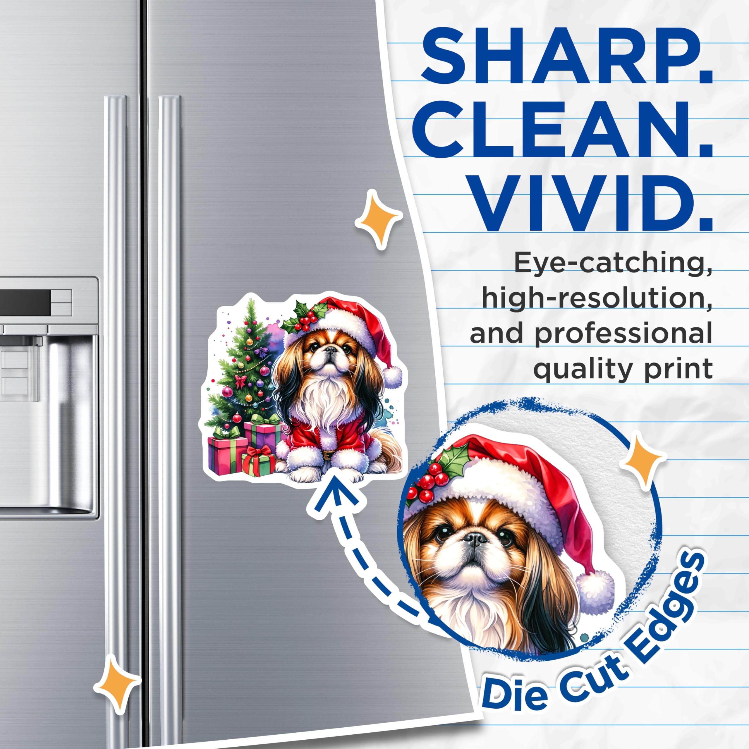 (2 Pack) Christmas Dog Magnets - Santa Cavalier King Charles Spaniel - Holiday Refrigerator Decor - 5 Inches On Longest Side - Thick Durable Magnet - Made in USA - MAG26287