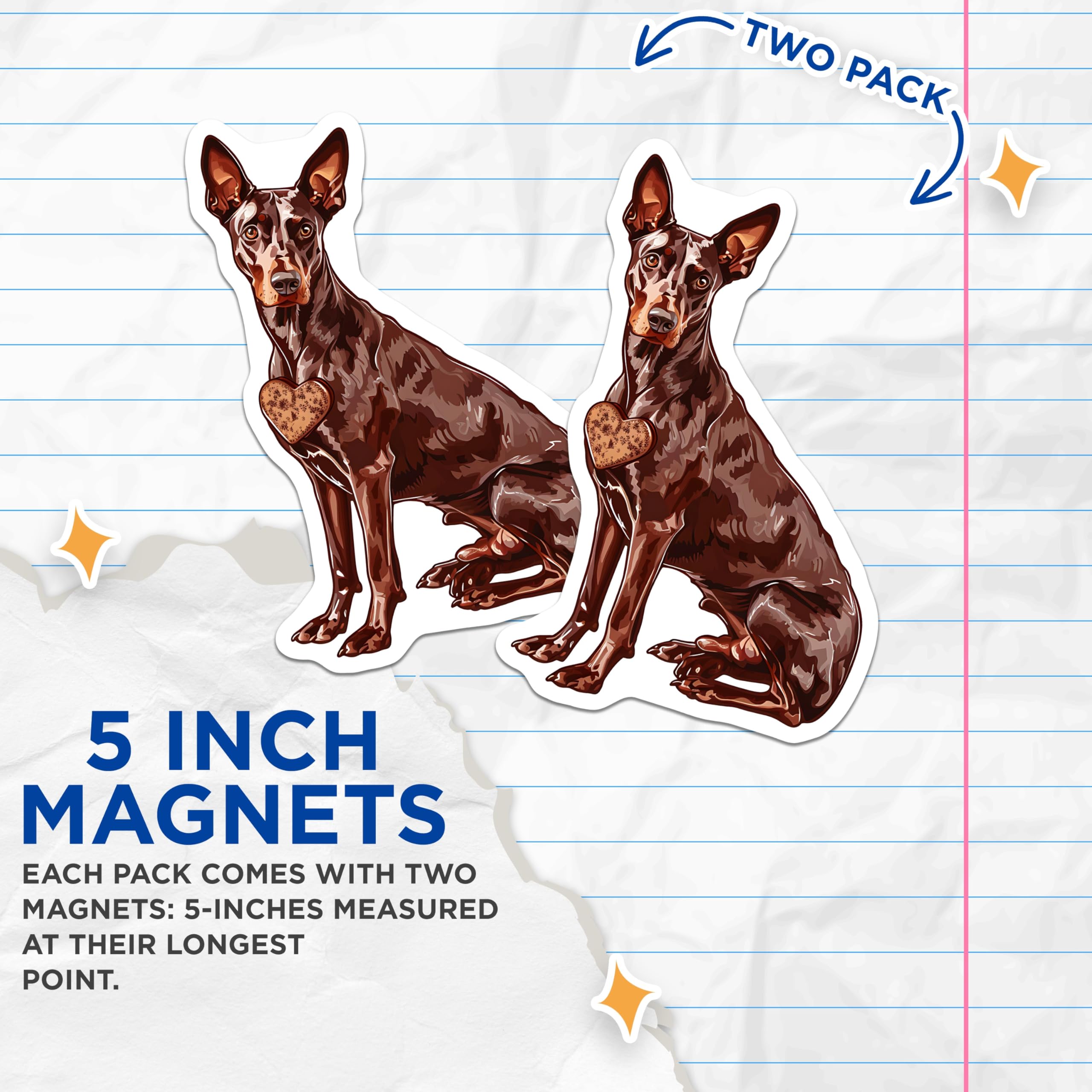 (2 Pack) Miniature Pinscher Magnets - Brown Dog Art - Heart Dog Breed Decor - 5" On Longest Side - Premium Magnet - for Cars, Refrigerators, Toolboxes, Lockers - Made in USA - MAG16619
