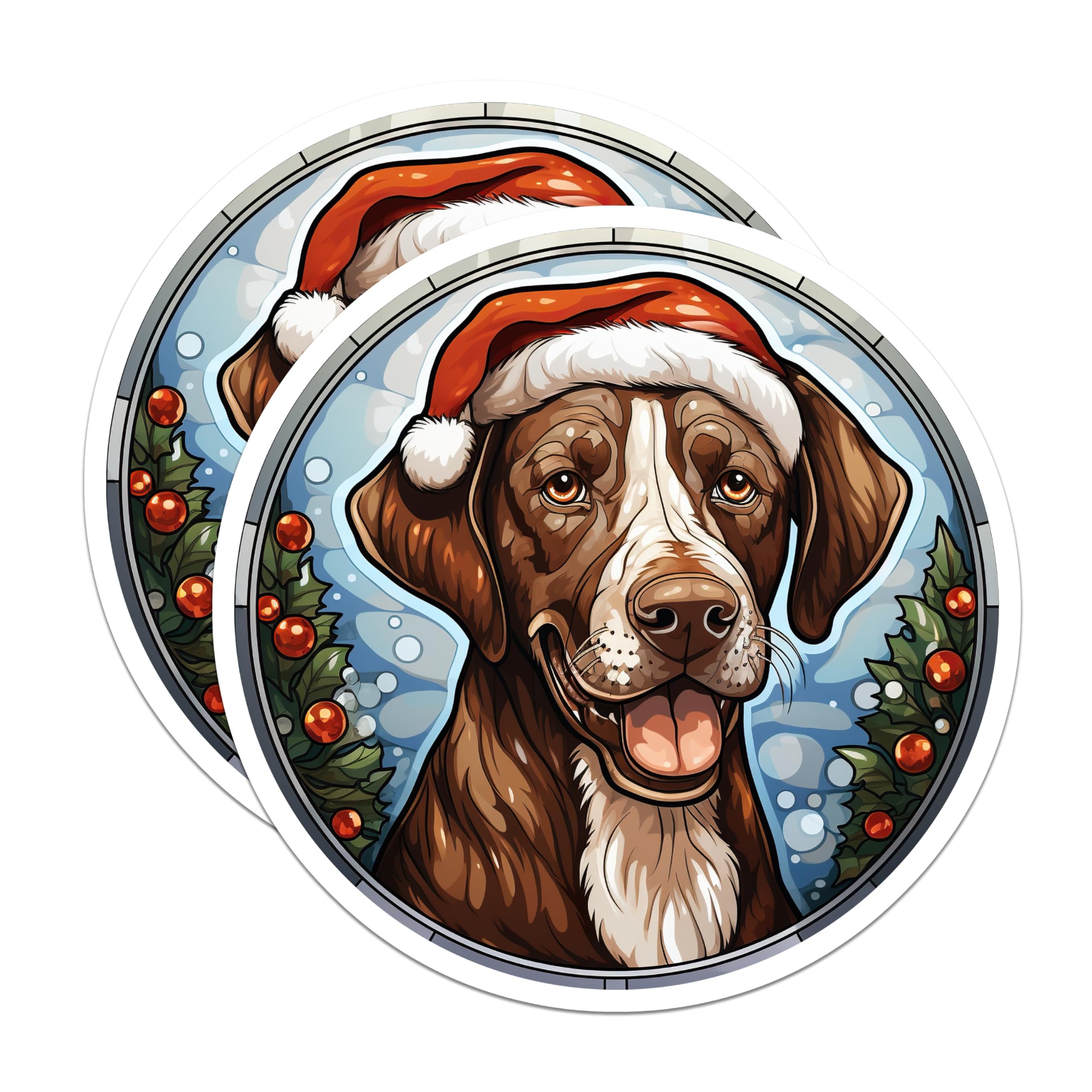 (2 Pack) Christmas Dog Magnets - Santa Hat Pet Decor - Holiday Fridge Magnets - 5 Inches On Longest Side - Thick Durable Magnet - Made in USA - MAG30836