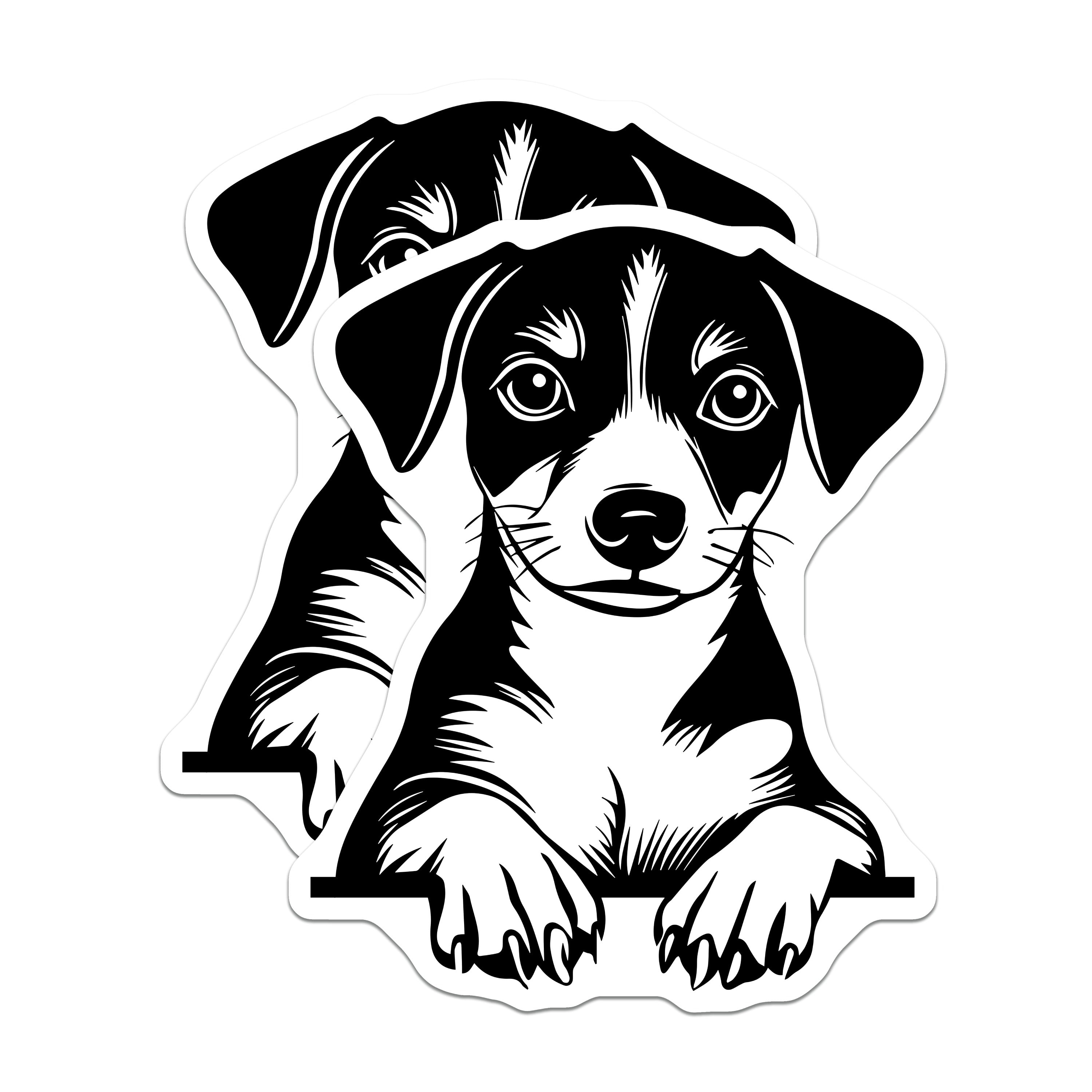 (2 Pack) Black White Puppy Magnets - Minimalist Dog Art - Animal Lover Refrigerator Decor for Pet Owners and Puppy Parents - 5 Inches On Longest Side - Thick Durable Magnet - Made in USA - MAG36094
