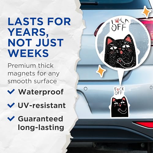 (2 Pack) Cat Attitude Magnets Magnets - Funny Quote - Sassy Cat Decor - 5" On Longest Side - Made in USA - Sticks to Refrigerators & Metal Surfaces - MAG8645