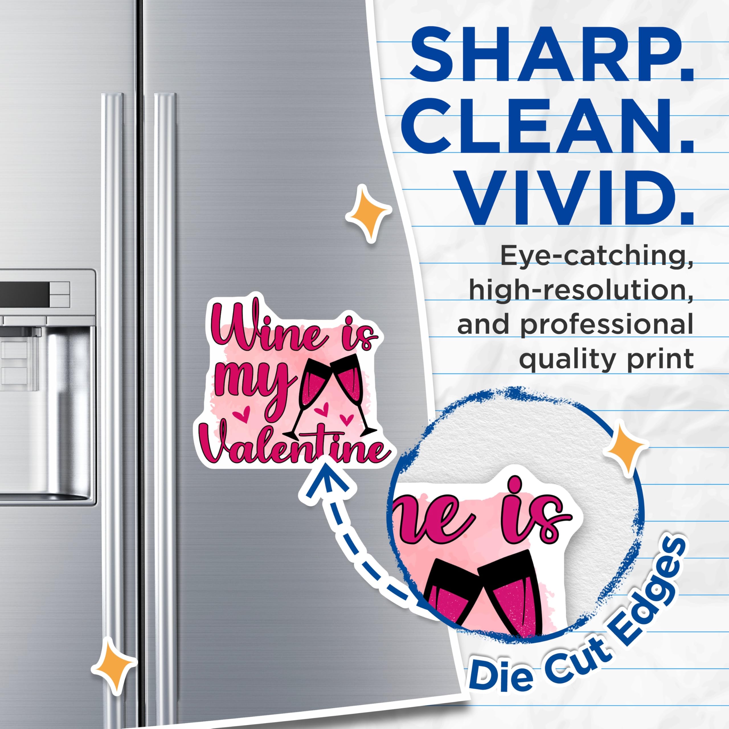 (2 Pack) Wine is My Valentine Magnets - Romantic Kitchen Decor - Valentines Day Drink Lover Refrigerator Art - 5 Inches On Longest Side - Thick Durable Magnet - Made in USA - MAG22383