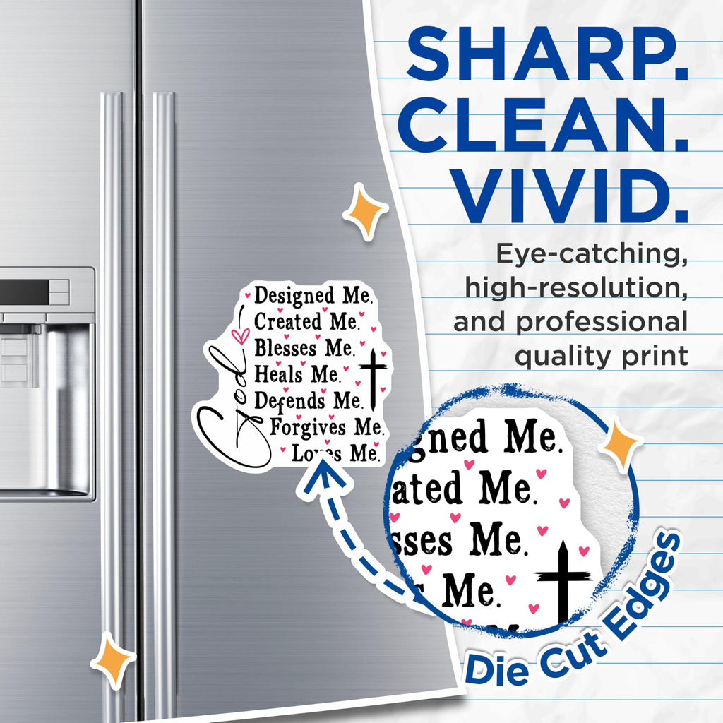 (2 Pack) Christian Magnets - God Loves Me Designed Me - Inspirational Faith Decor - 5 Inches On Longest Side - Thick Durable Magnet - Made in USA - MAG19585