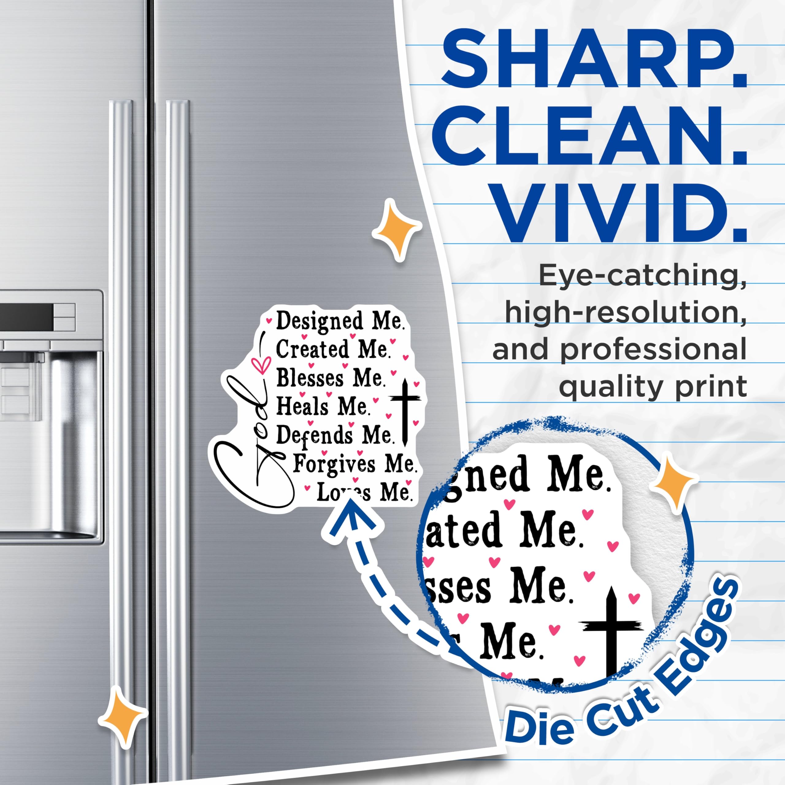 (2 Pack) Christian Magnets - God Loves Me Designed Me - Inspirational Faith Decor - 5 Inches On Longest Side - Thick Durable Magnet - Made in USA - MAG19585