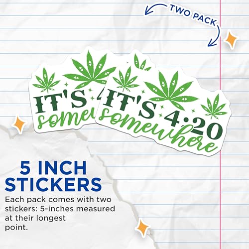 (2 Pack) It's 420 Somewhere Stickers - 5" On Longest Side - Sticks to Smooth Flat Surfaces - Made in USA - BMCS8918 - BMCS8918