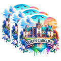 (3 Pack) North Carolina Decals - State Pride - Watercolor Laptop Decal- 3 Inches On Longest Side - Easy Peel & Apply - Made in USA - 3MCS5880