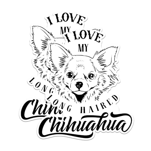 (2 Pack) I Love My Long-Haired Chihuahua Magnets - Cute Dog Lover Magnets - Pet Owner Fridge Magnets for Chihuahua Lovers- 5" On Longest Side - for Fridges, Toolboxes, Cars - Made in USA - MAG2973