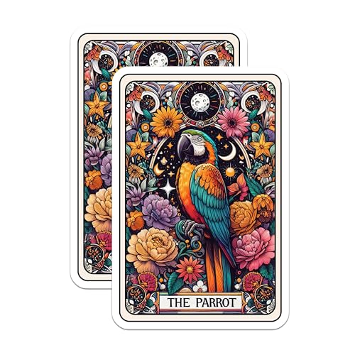(2 Pack) Parrot Art Magnets - Floral Pattern Magnets - Colorful Bird Magnets for Home Office - 5" On Longest Side - for Cars, Fridges, Toolboxes - Made in USA - MAG4480