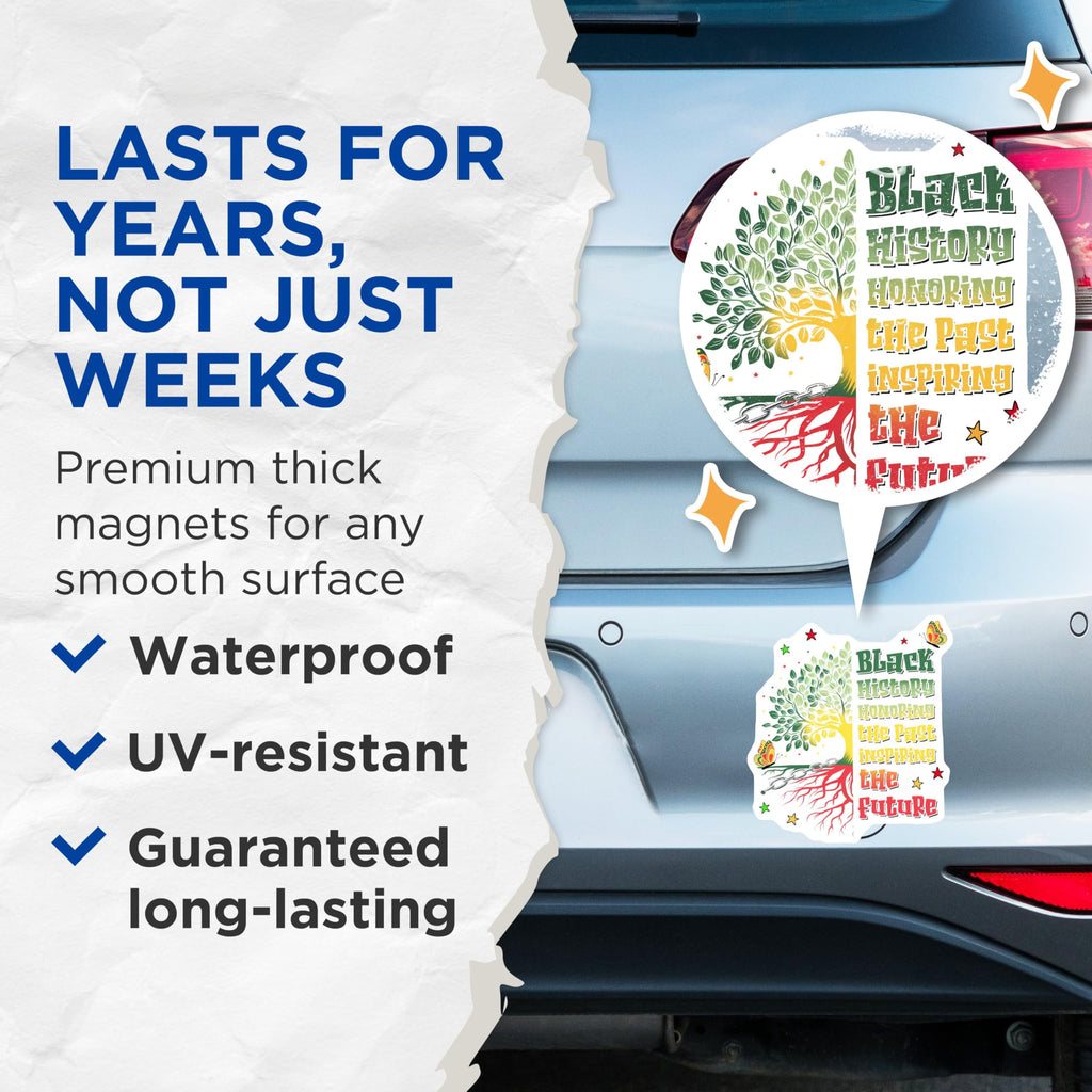(2 Pack) Black History Magnets - Honoring The Past Magnets - Inspiring The Future Magnets - Tree of Life Magnets - 5" On Longest Side - for Cars, Fridges, Toolboxes - Made in USA - MAG3728