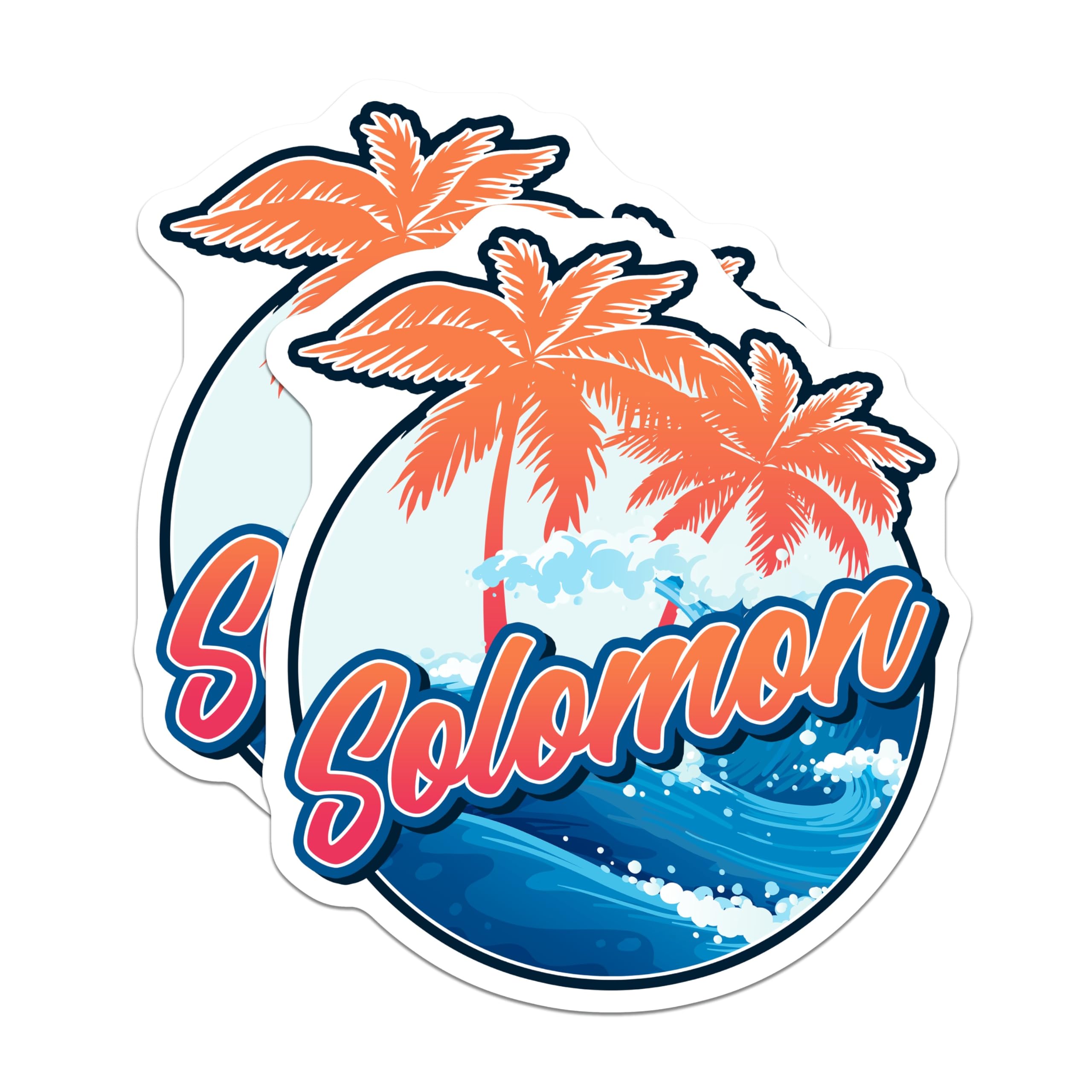 (2 Pack) Solomon Island Magnets - Tropical Vacation Decor - Island Souvenir Magnet - 5" On Longest Side - Premium Magnet - for Cars, Refrigerators, Toolboxes, Lockers - Made in USA - MAG17423