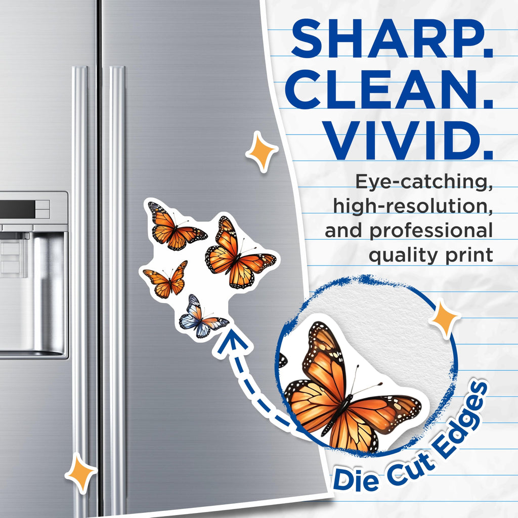 (2 Pack) Monarch Butterfly Magnets - Fridge Decor - Pretty Insect Art - 5" On Longest Side - Premium Magnet - for Cars, Refrigerators, Toolboxes, Lockers - Made in USA - MAG15864