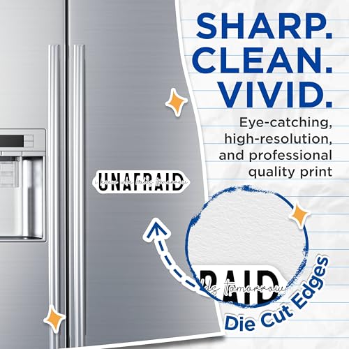 (2 Pack) Unafraid Magnets - Inspirational Quote - Uplifting Message - Office Decor - Motivational Art - 5" On Longest Side - for Cars, Fridges, Toolboxes - Made in USA - MAG7043