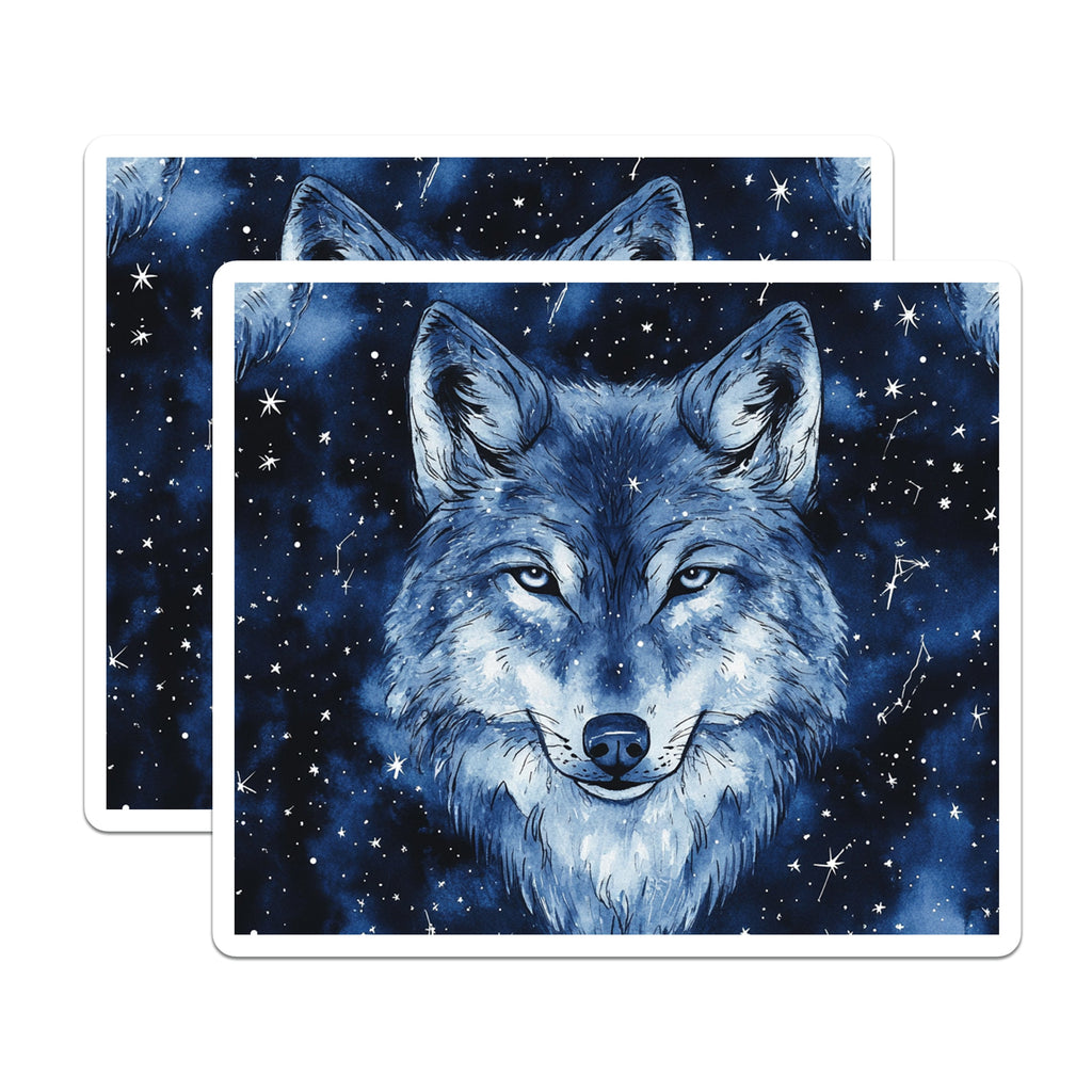 (2 Pack) Celestial Wolf Magnets - Night Sky Wolf Art - Cosmic Animal Decor Magnets - 5 Inches On Longest Side - Thick Durable Magnet - Made in USA - MAG38181